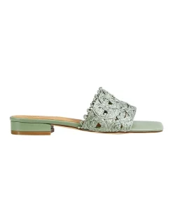 Flash Sale 👏 Belle & Bloom Can't Quit You Raffia Slide In Seafoam ⌛