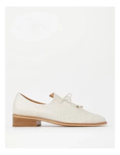 Best reviews of ✔️ Zazou Rebellion Perferated Leather Flat 👟 Shoes In Cream 🤩