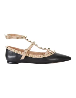 Coupon 🧨 Pink Inc Inez Black Kid/Nude Flat 👟 Shoes 🧨