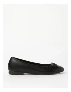 Coupon ❤️ Miss Shop Robyn Leather Low Heeled Flats In Black ⭐